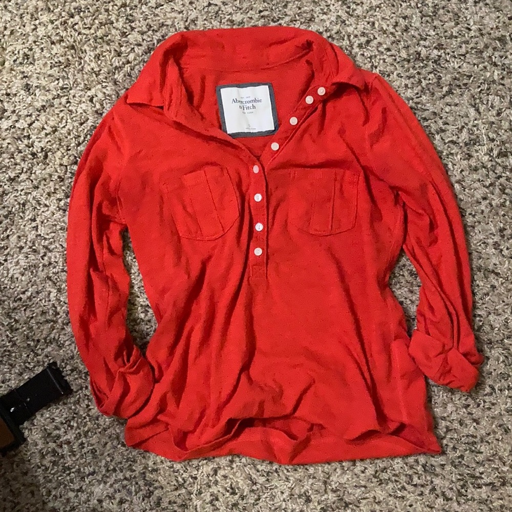 Red collared Abercrombie shirt